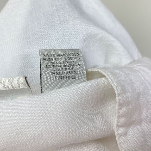 Tweed White Linen Blouse XL Embroidery Button Front Boho Peasant Career Preppy - Picture 11 of 11